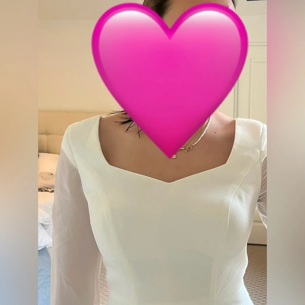 NEW✨ Moonlight Wedding Dress / Crepe dress w chiffon sleeves / Modest / Fits sz6 - Picture 11 of 11